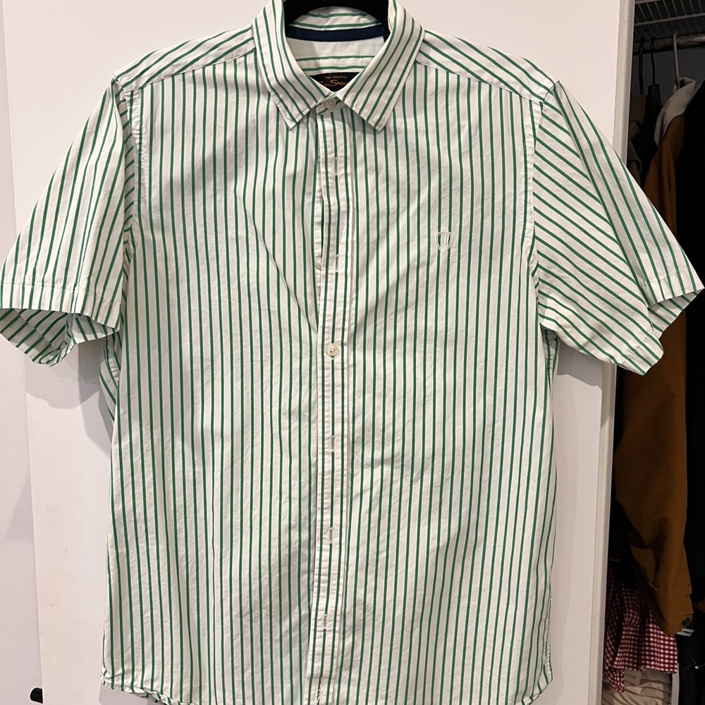 Ben Sherman Green and White Casual Button Down Shirt